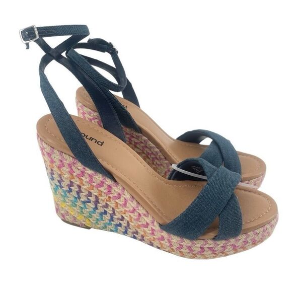 Abound Sukie Women’s Dark Wash Denim Espadrille Wedge Sandal Size 10 - Picture 3 of 13